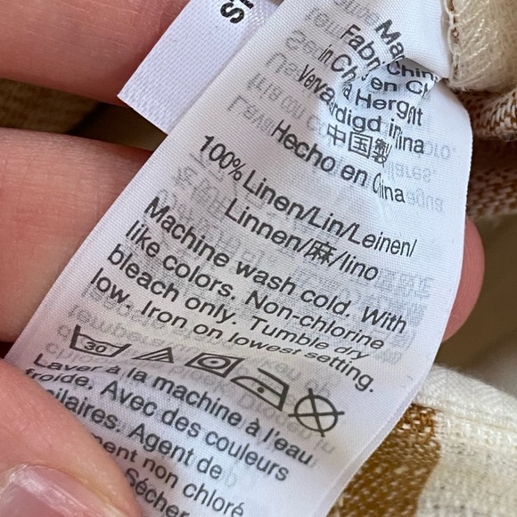 Striped linen cropped pants with belt - Picture 4 of 4